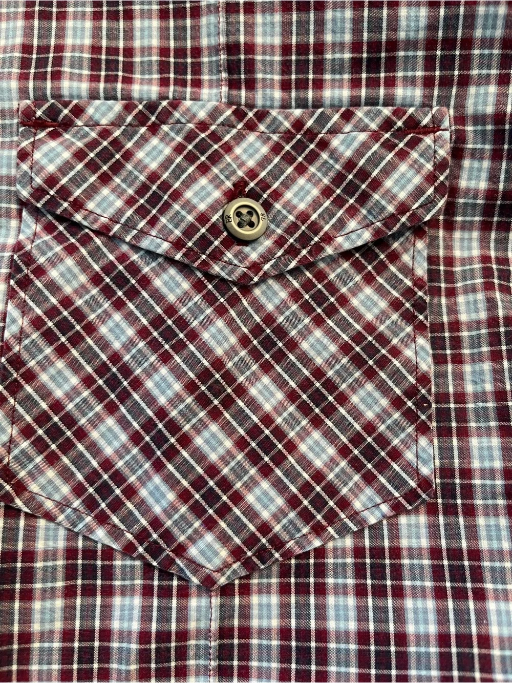 Banana Republic Men's Burgundy and White Plaid Button-Down Shirt